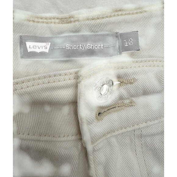 Levis  Size 13 Logo White Short Stretch Denim Shorts 5-Pocket Belt Loop - Picture 6 of 6